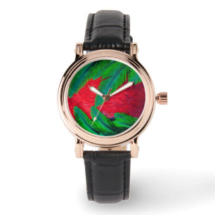 Prächtiges Quetzal-Federdesign Armbanduhr