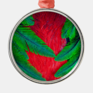 Prächtiges Quetzal-Federdesign Silbernes Ornament