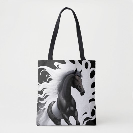 Prächtiges schwarzes Pferd Tasche (Vorderseite)