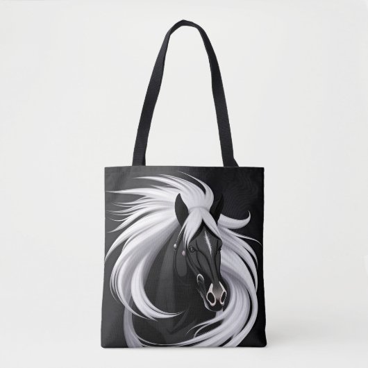 Prächtiges schwarzes Pferd Tasche (Vorderseite)