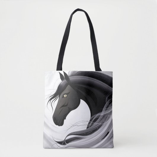 Prächtiges schwarzes Pferd Tasche (Vorderseite)