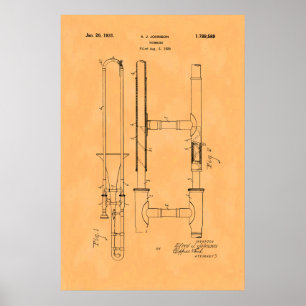 Prächtiges Vintage-Posaunenpatent Poster