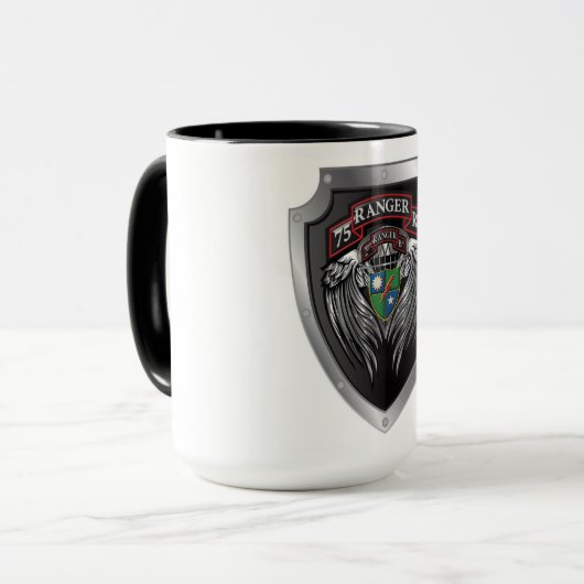 Prachtvolle 2. Bat 75. Ranger Regimental Scroll Tasse (Vorderseite Links)