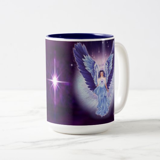 Prachtvolle blaue Saphir-Engels-Tasse Zweifarbige Tasse (VorderseiteRechts)