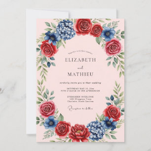 Prachtvolle Indigo-Blumen-Hochzeit Einladung