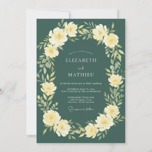 Prachtvolle Kiefern-Grün-Botanische Hochzeit Einladung