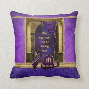 Prachtvolle klassische Bögen Säulen Violette Vorhä Kissen