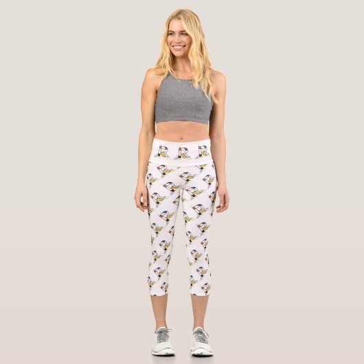 Prachtvolle Neoplastik Art Monogramm. Buchstabe R Capri Leggings (Vorderseite)