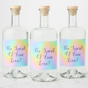 Prachtvolle Pastel-Rainbow-Hochzeit Alkoholflaschenetikett