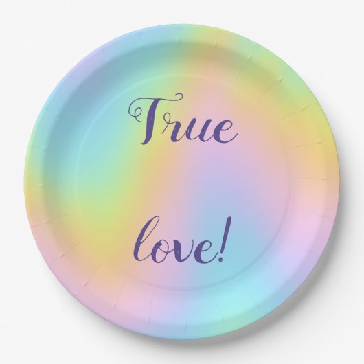 Prachtvolle Pastel-Rainbow-Hochzeit Pappteller (Vorderseite)
