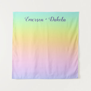 Prachtvolle Pastel-Rainbow-Hochzeitsszene Foto Hin Wandteppich