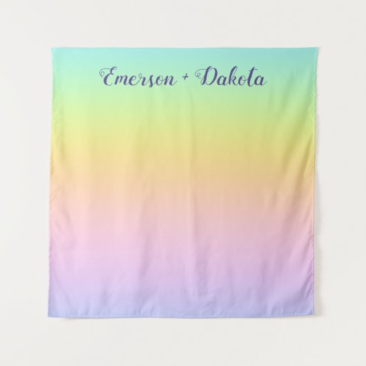 Prachtvolle Pastel-Rainbow-Hochzeitsszene Foto Hin Wandteppich (Vorderseite)