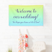 Prachtvolle Pastel Rainbow Wedding "Welcome" Banner (Insitu)