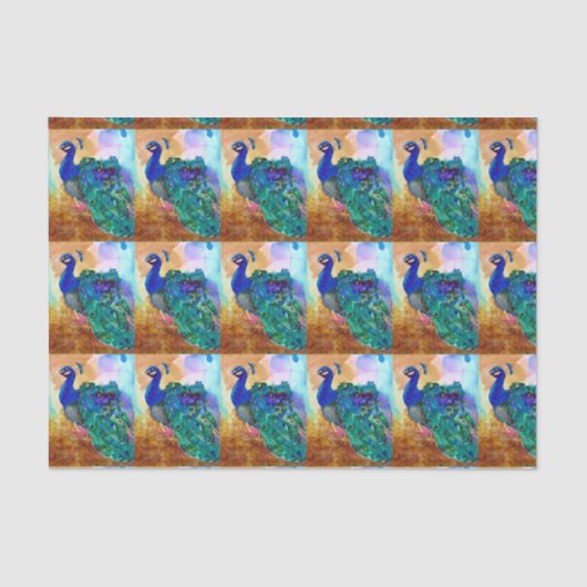 Prachtvolle Pfau-Alkohol-Tinte Seidenpapier (Vorderseite)