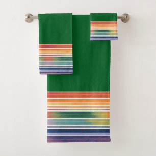 Prachtvolle Regenbogenstreifen Badhandtuch Set