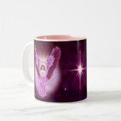 Prachtvolle rosa Saphir-Engels-Tasse Zweifarbige Tasse (Vorderseite Links)