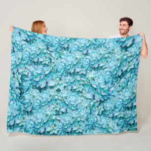 Prachtvolle, türkisfarbene Hortensienblüten Fleecedecke