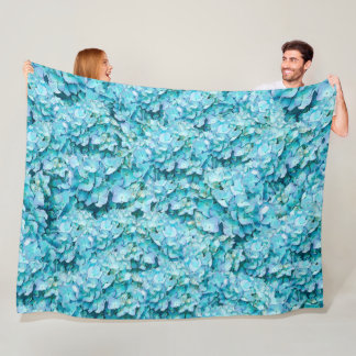 Prachtvolle, türkisfarbene Hortensienblüten Fleecedecke