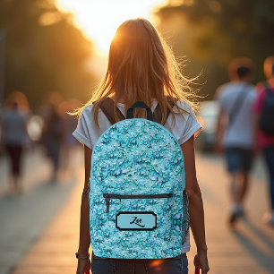 Prachtvolle, türkisfarbene Hortensienblüten, indiv Bedruckter Rucksack