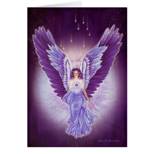 Prachtvolle violette Amethyst Engels-Karte (Vorne)