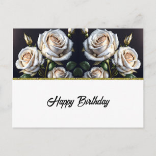 Prachtvolle weiße Rosen mit goldenen Details, eleg Postkarte