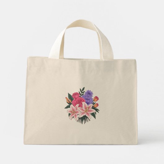 Prachtvoller Blumenstrauß Mini Stoffbeutel (Rückseite)