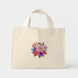 Prachtvoller Blumenstrauß Mini Stoffbeutel