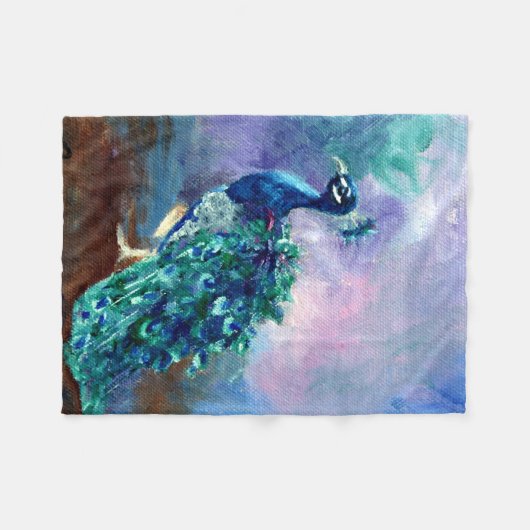 Prachtvoller Pfau II Fleecedecke (Vorderseite (Horizontal))