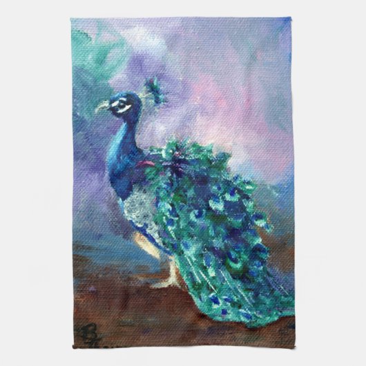 Prachtvoller Pfau II Geschirrtuch (Vertikal)