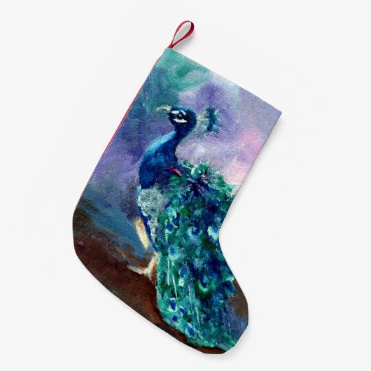 Prachtvoller Pfau II Kleiner Weihnachtsstrumpf (Vorderansicht (hängend))