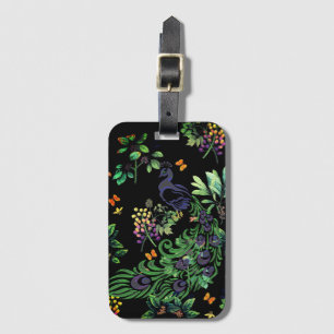 Prachtvoller Pfau und Vintage-Blumenmuster Gepäckanhänger
