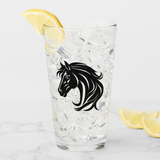 Prachtvoller schwarzer Pferdekopf Glas (Vorderseite Ice)