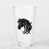 Prachtvoller schwarzer Pferdekopf Glas (Vorderseite)