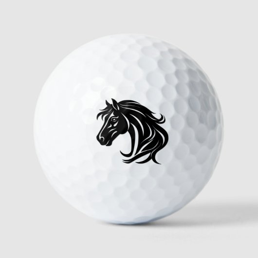 Prachtvoller schwarzer Pferdekopf Golfball (Vorderseite)