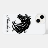 Prachtvoller schwarzer Pferdekopf mit Namen   Case-Mate iPhone Hülle (Rückseite (Horizontal))
