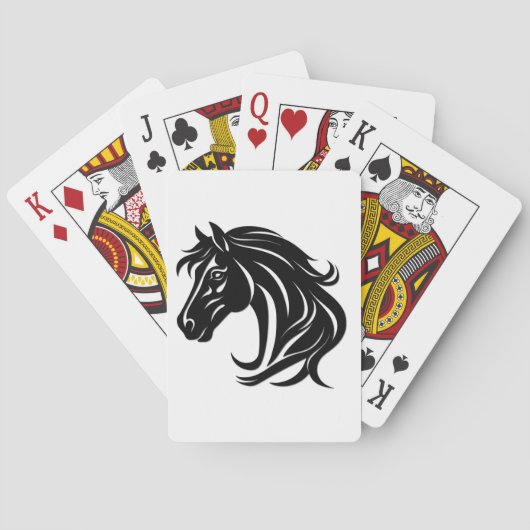 Prachtvoller schwarzer Pferdekopf Spielkarten (Rückseite)