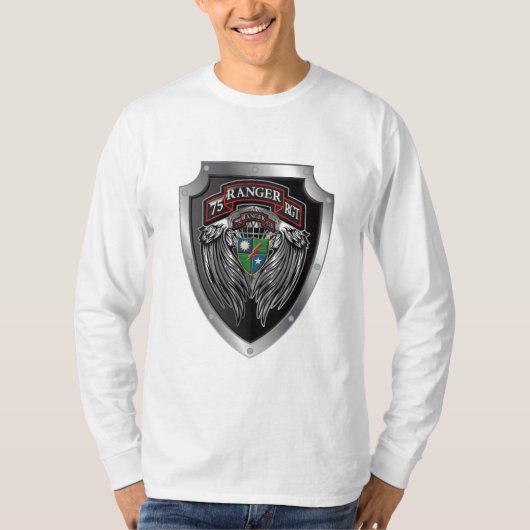Prachtvoller STB Bat 75. Ranger Regimental Scroll T-Shirt (Vorderseite)