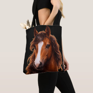 Prachtvolles, braunes Pferd mit weißer Blesse Tasche