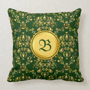 Prachtvolles mittelalterliches Monogramm Gold Dunk Kissen