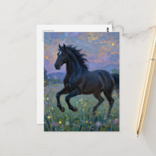 Prachtvolles Pferd auf der Wiese  Postkarte
