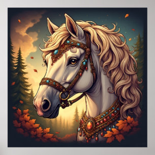 Prachtvolles weißes Pferd Poster