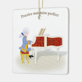 "Practice Maintains Perfect" Mozart Piano spielen Keramikornament (Links)