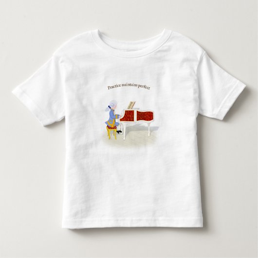 "Practice Maintains Perfect" Mozart Piano spielen Kleinkind T-shirt (Vorderseite)