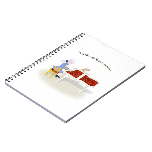 "Practice Maintains Perfect" Mozart Piano spielen Notizblock (Linke Seite)