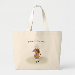 "Practice Maintains Perfect" Mozart Playing Violin Jumbo Stoffbeutel