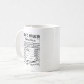 Practice Manager Nutrition Facts Coffee Mug Kaffeetasse (Vorderseite Links)