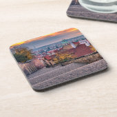 Prag am Morgen Hartplastik-Untersetzer Getränkeuntersetzer (Linke Seite)