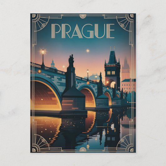 Prag Art Deko Vintag Postkarte (Vorderseite)