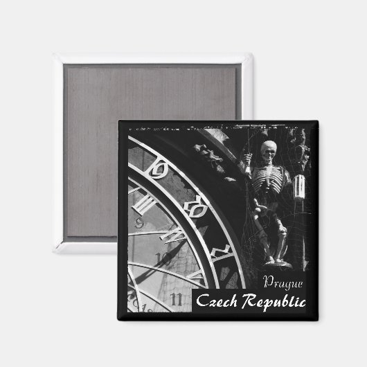 Prag, Astronomical Clock, Skeleton Magnet (Vorderseite/Rückseite)