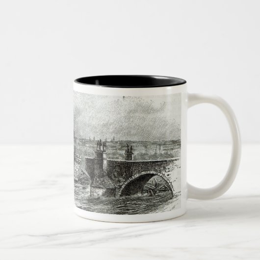 Prag-Brücke, "von der Freizeit-Stunde", 1891 Zweifarbige Tasse (Rechts)